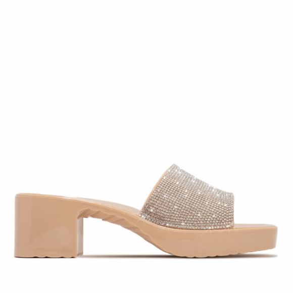 Rhinestone band jelly block heel holiday shoes - Picture 5 of 11